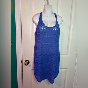 Islander Crochet Sheer Racerback Purple Swim Cover Up Geometric Size M